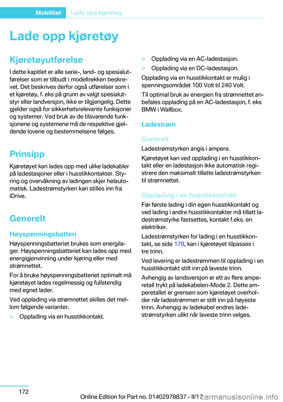 BMW I3 2017  InstruksjonsbØker (in Norwegian) �L�a�d�e��o�p�p��k�j�