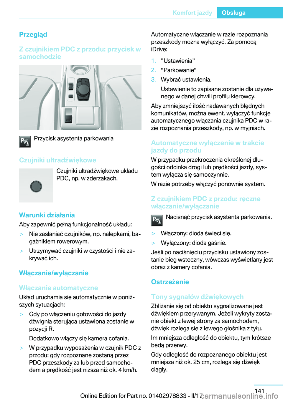 BMW I3 2017  Instrukcja obsługi (in Polish) �P�r�z�e�g�l�