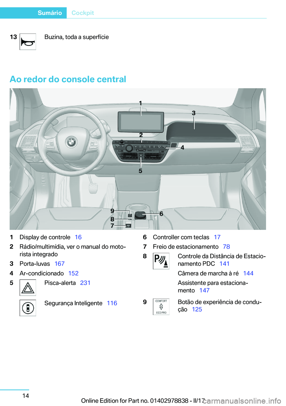 BMW I3 2017  Manual do condutor (in Portuguese) �1�3�B�u�z�i�n�a�,� �t�o�d�a� �a� �s�u�p�e�r�f�