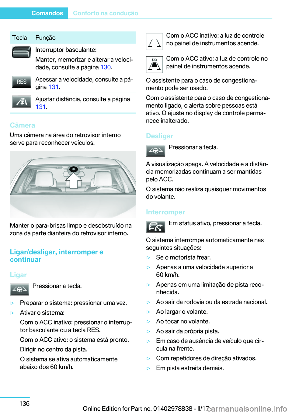 BMW I3 2017  Manual do condutor (in Portuguese) �T�e�c�l�a�F�u�n�