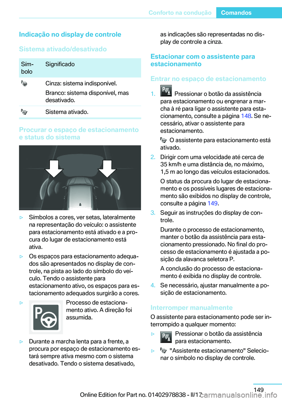 BMW I3 2017  Manual do condutor (in Portuguese) �I�n�d�i�c�a�