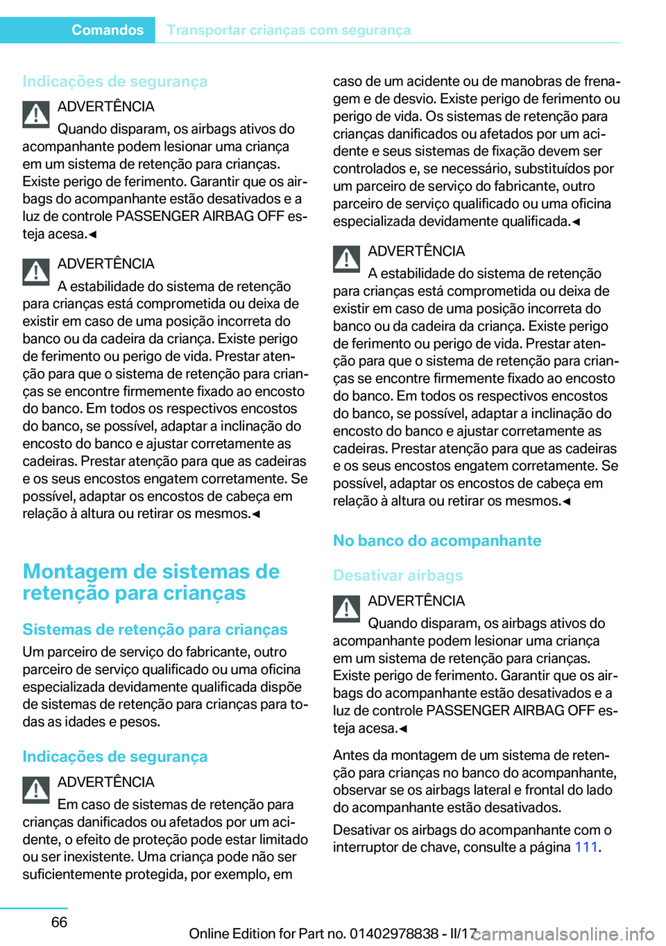 BMW I3 2017  Manual do condutor (in Portuguese) �I�n�d�i�c�a�