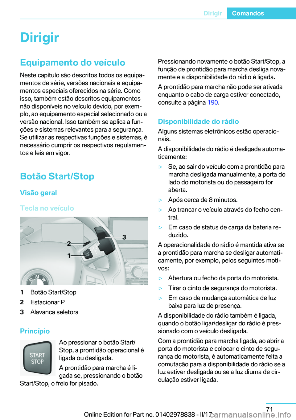 BMW I3 2017  Manual do condutor (in Portuguese) �D�i�r�i�g�i�r�E�q�u�i�p�a�m�e�n�t�o��d�o��v�e�