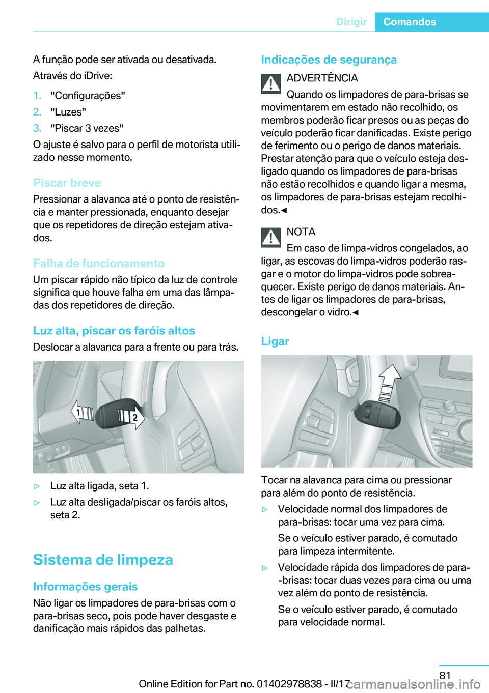 BMW I3 2017  Manual do condutor (in Portuguese) �A� �f�u�n�
