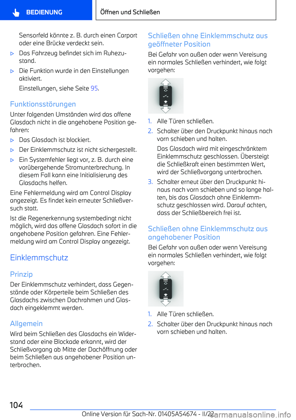 BMW I4 2022  Betriebsanleitungen (in German) Sensorfeld k