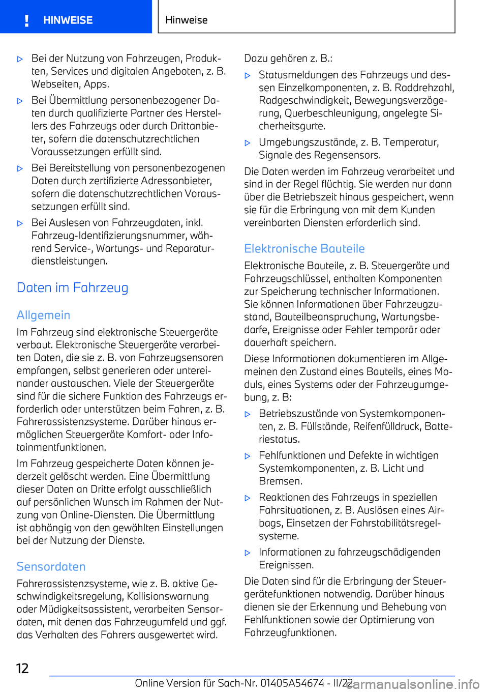 BMW I4 2022  Betriebsanleitungen (in German) 