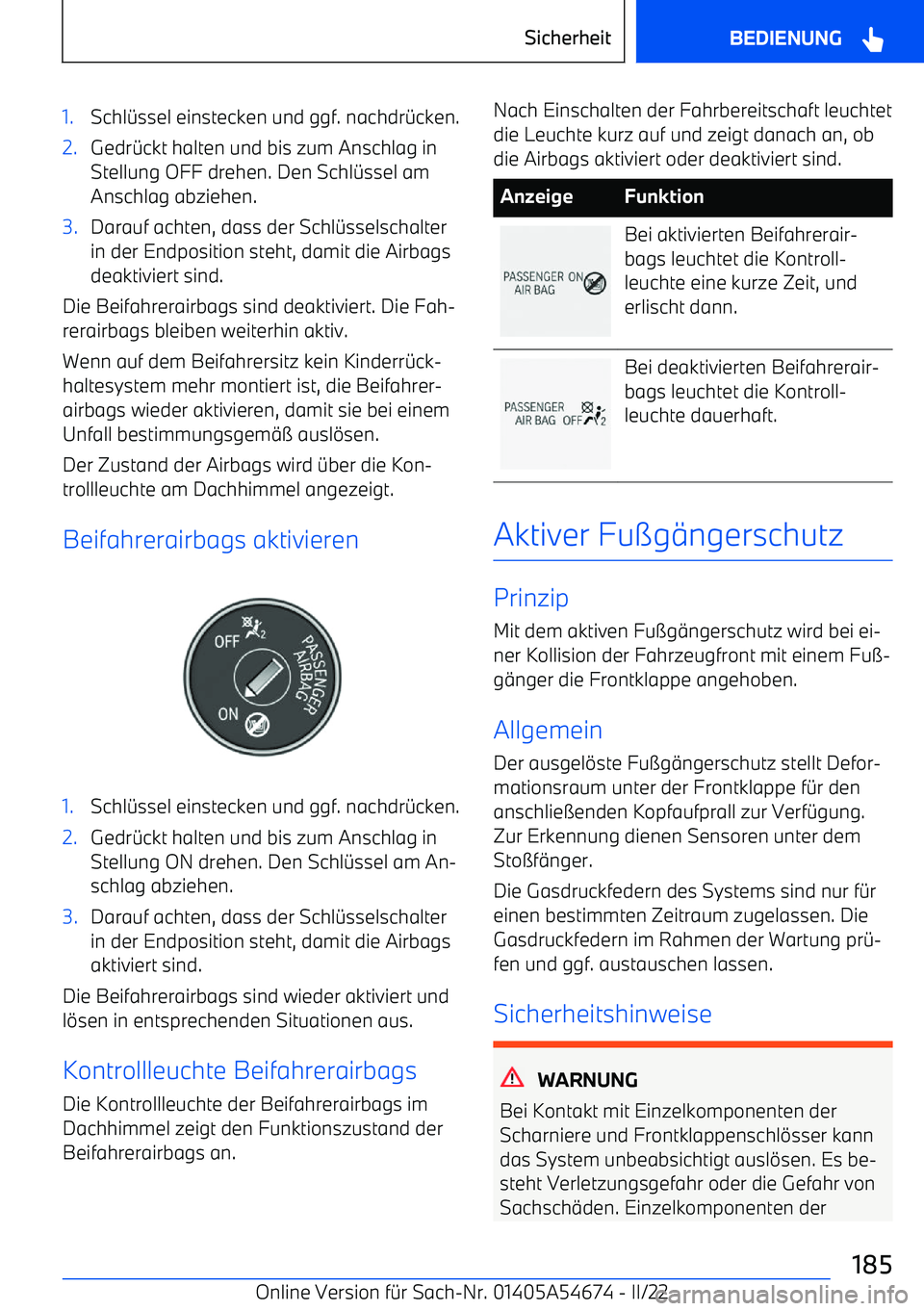 BMW I4 2022  Betriebsanleitungen (in German) 1.Schl