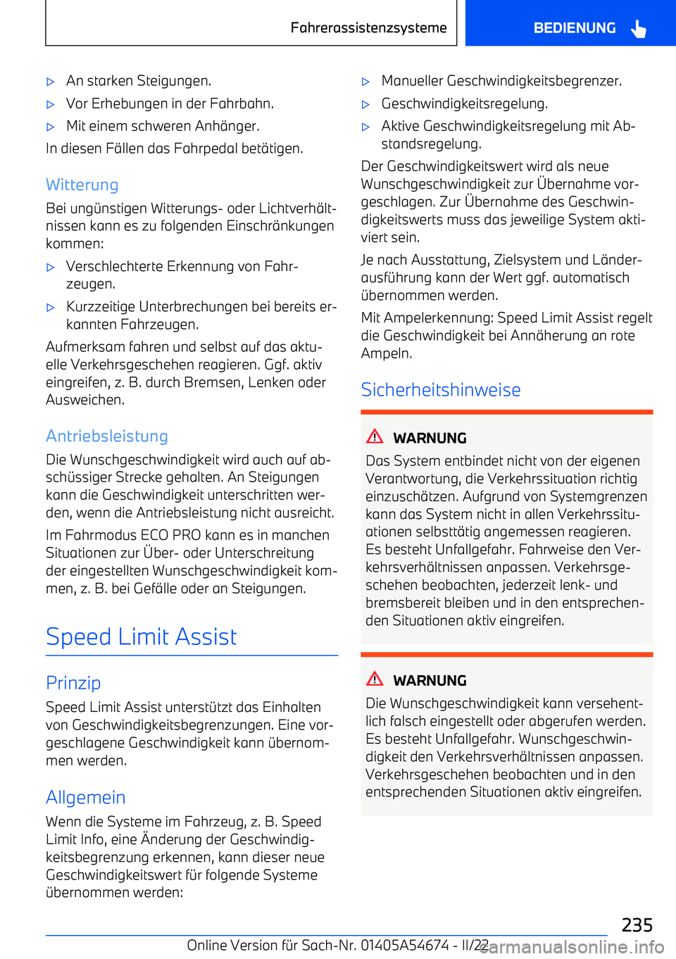 BMW I4 2022  Betriebsanleitungen (in German) 