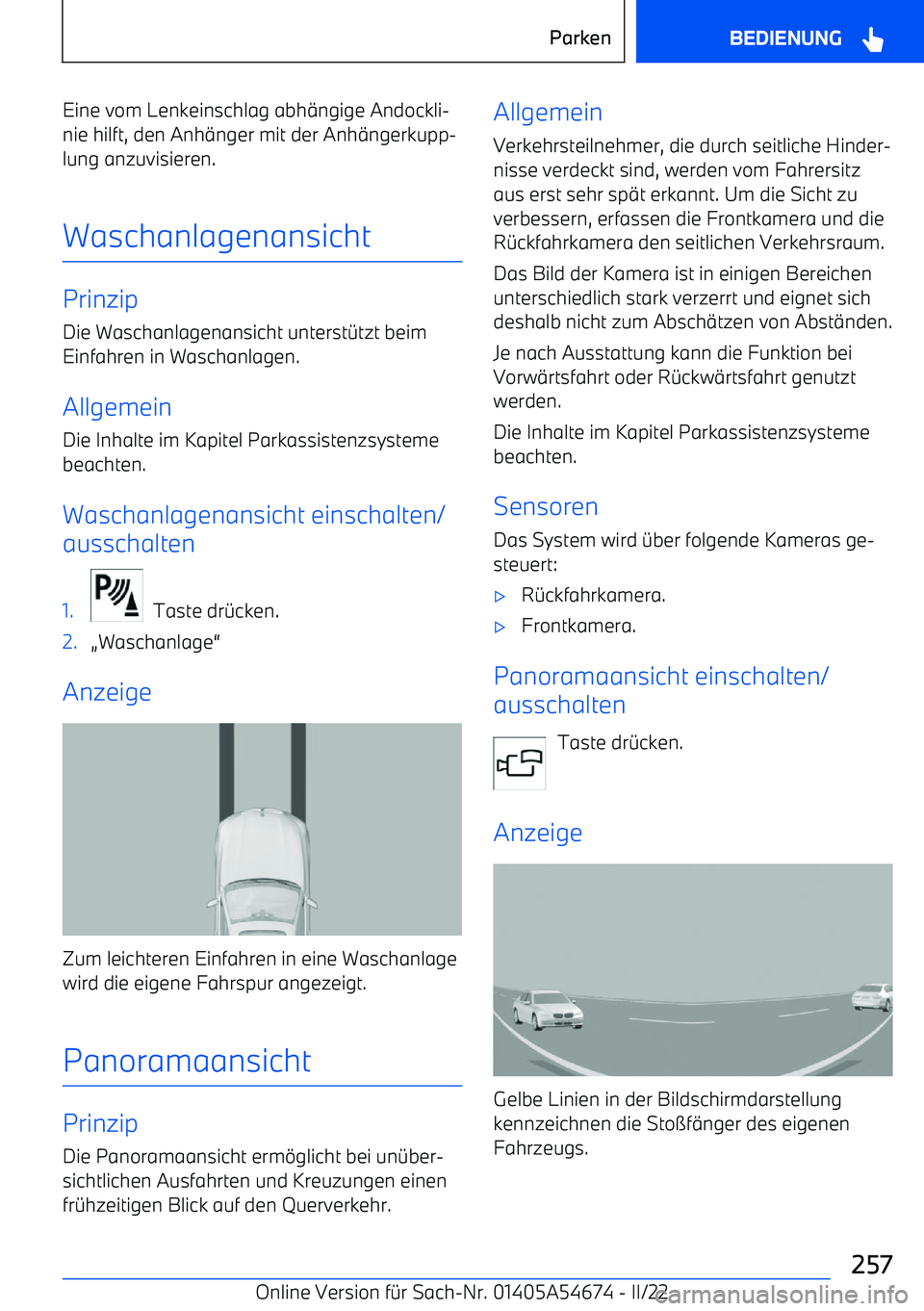 BMW I4 2022  Betriebsanleitungen (in German) Eine vom Lenkeinschlag abh