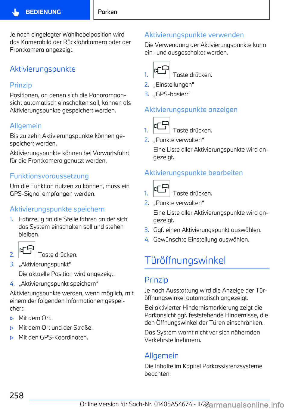 BMW I4 2022  Betriebsanleitungen (in German) Je nach eingelegter W