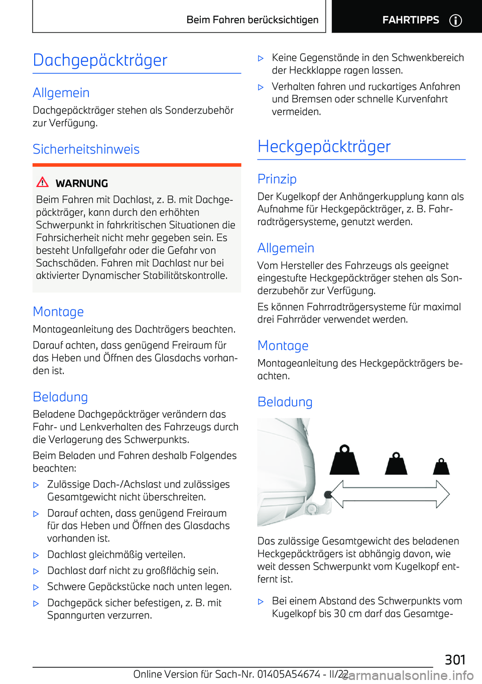 BMW I4 2022  Betriebsanleitungen (in German) Dachgep