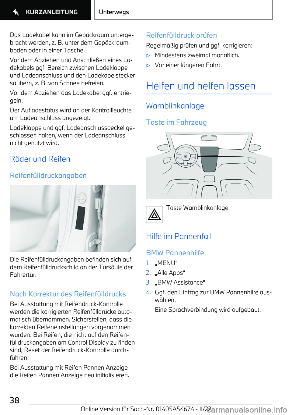 BMW I4 2022  Betriebsanleitungen (in German) Das Ladekabel kann im Gep