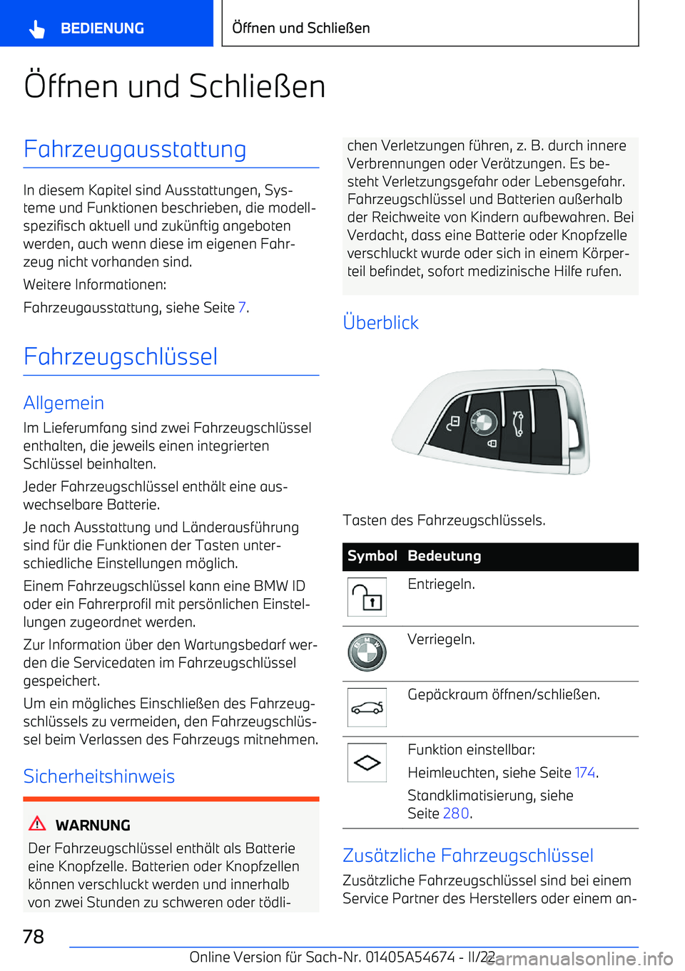 BMW I4 2022  Betriebsanleitungen (in German)  ffnen und Schlie