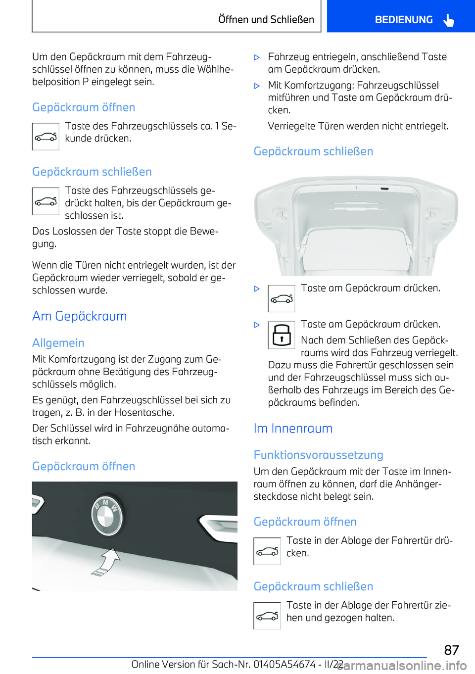 BMW I4 2022  Betriebsanleitungen (in German) Um den Gep