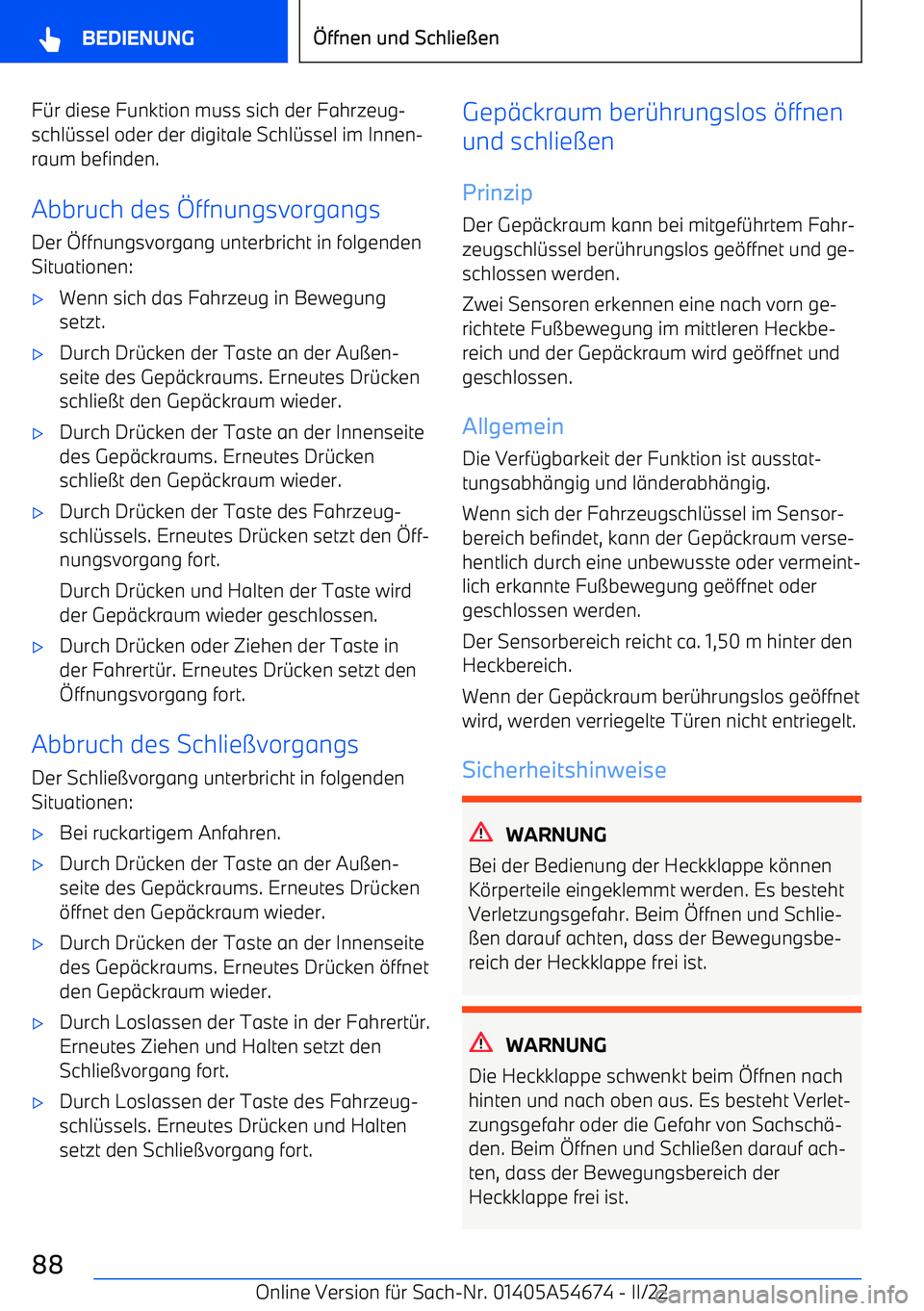 BMW I4 2022  Betriebsanleitungen (in German) F