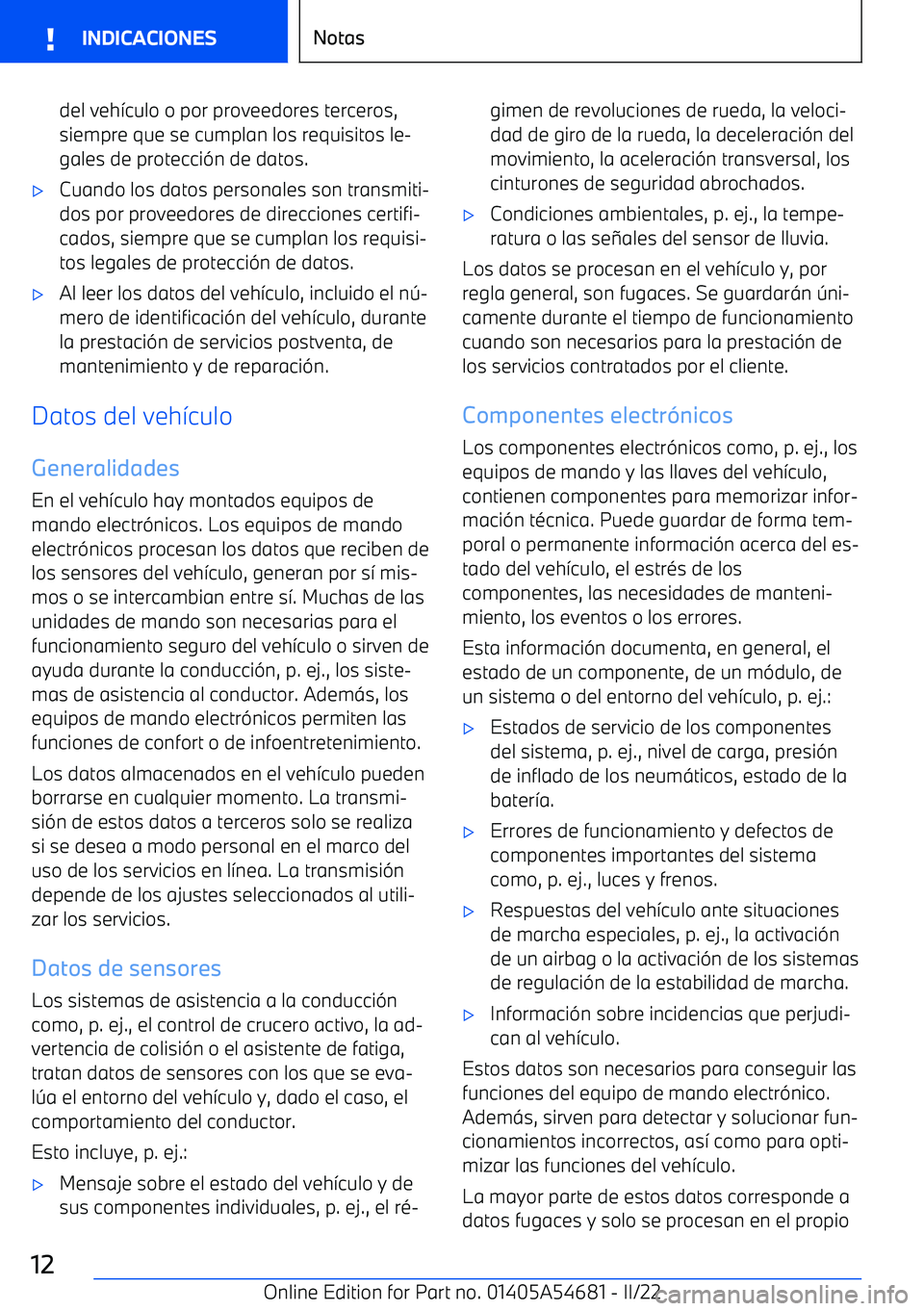 BMW I4 2022  Manuales de Empleo (in Spanish) del veh