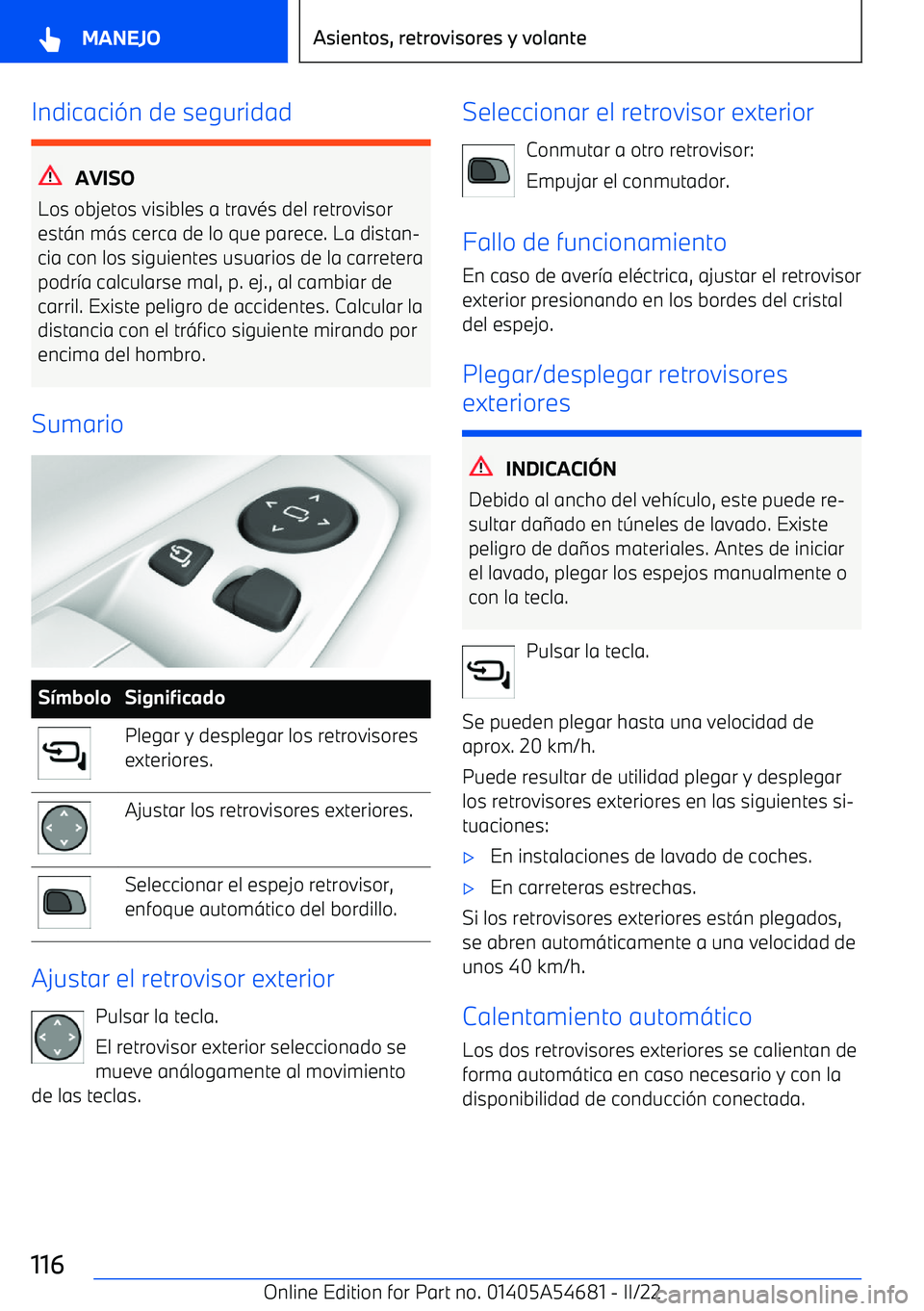 BMW I4 2022  Manuales de Empleo (in Spanish) Indicaci