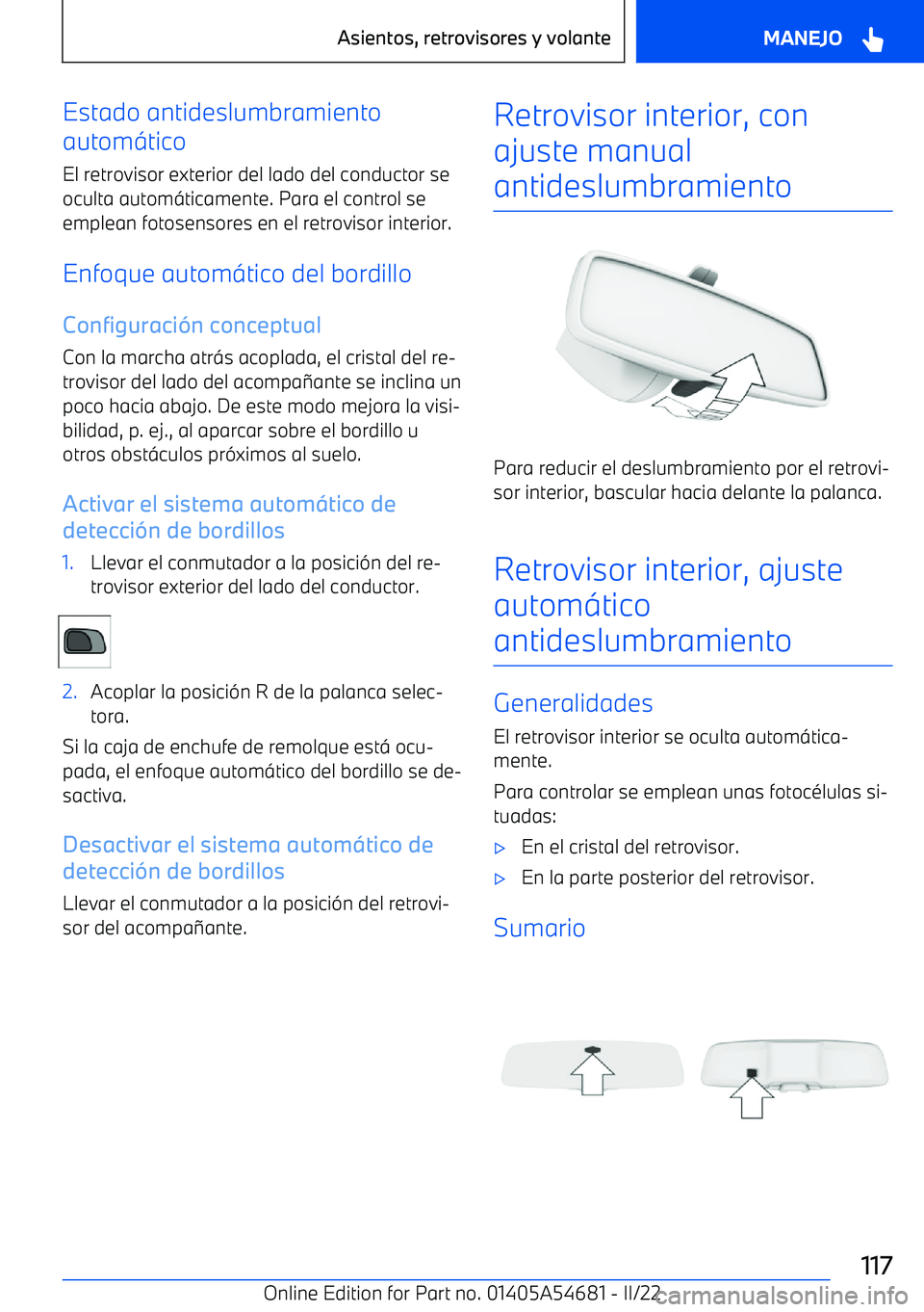 BMW I4 2022  Manuales de Empleo (in Spanish) Estado antideslumbramiento
autom