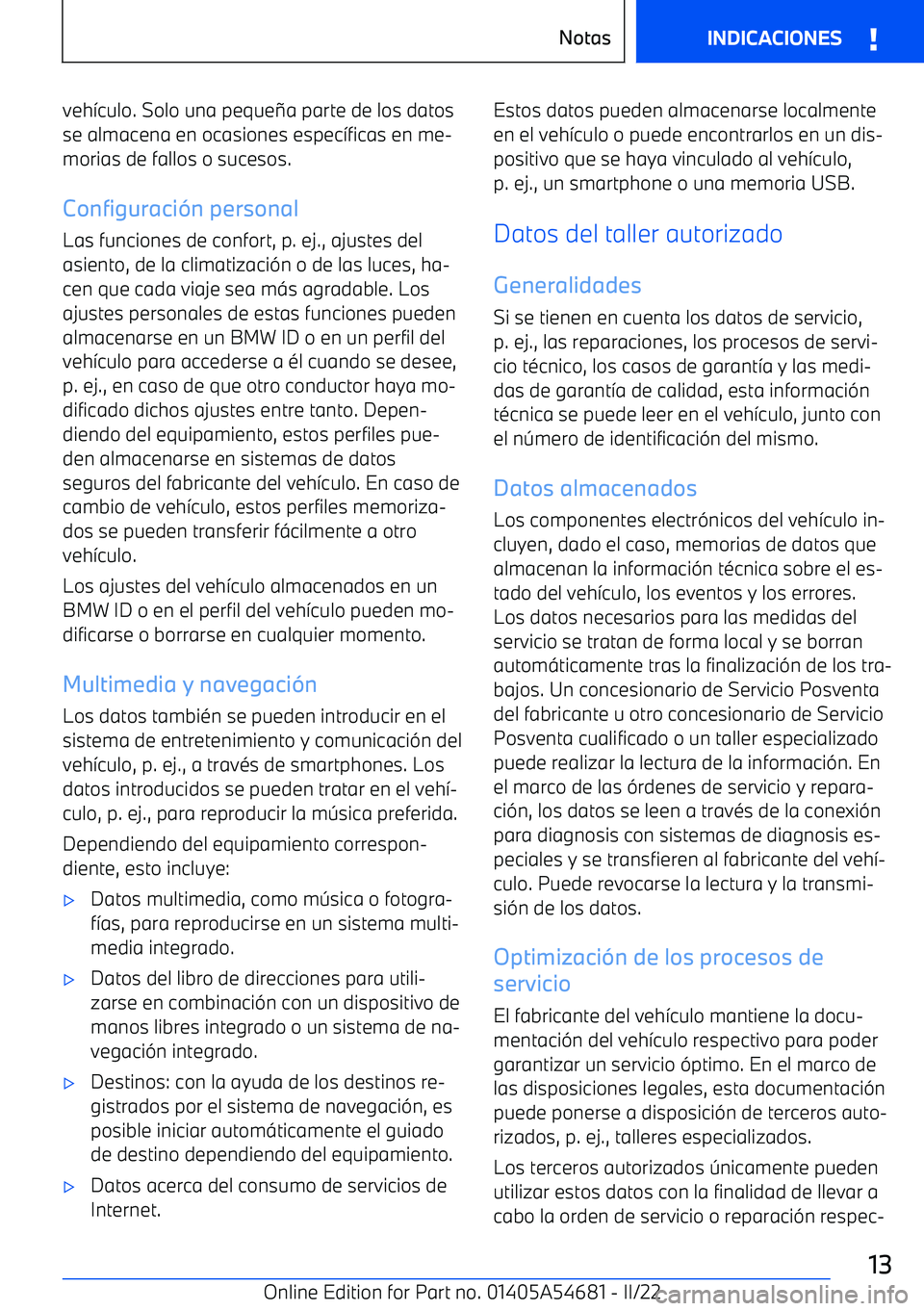 BMW I4 2022  Manuales de Empleo (in Spanish) veh