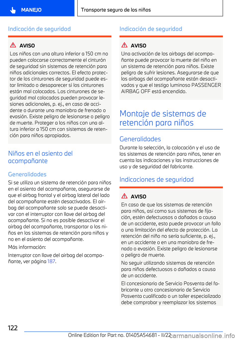 BMW I4 2022  Manuales de Empleo (in Spanish) Indicaci