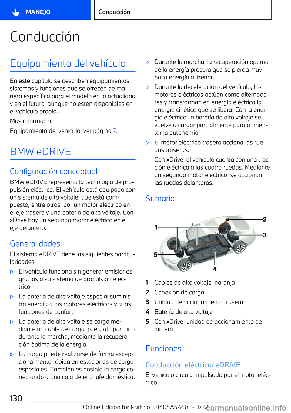 BMW I4 2022  Manuales de Empleo (in Spanish) Conducci