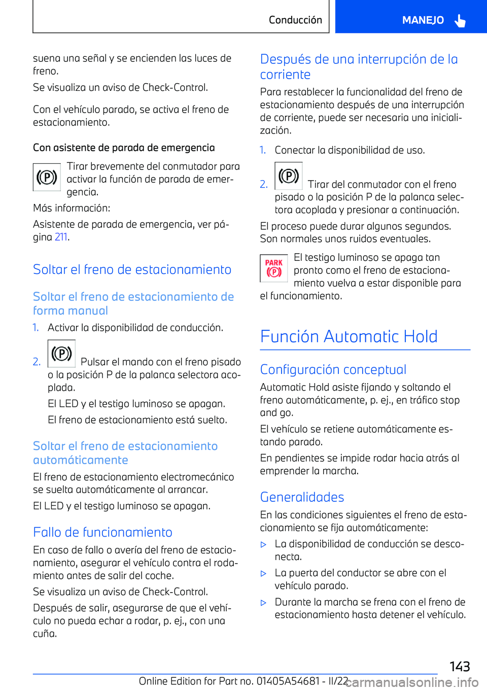 BMW I4 2022  Manuales de Empleo (in Spanish) suena una se
