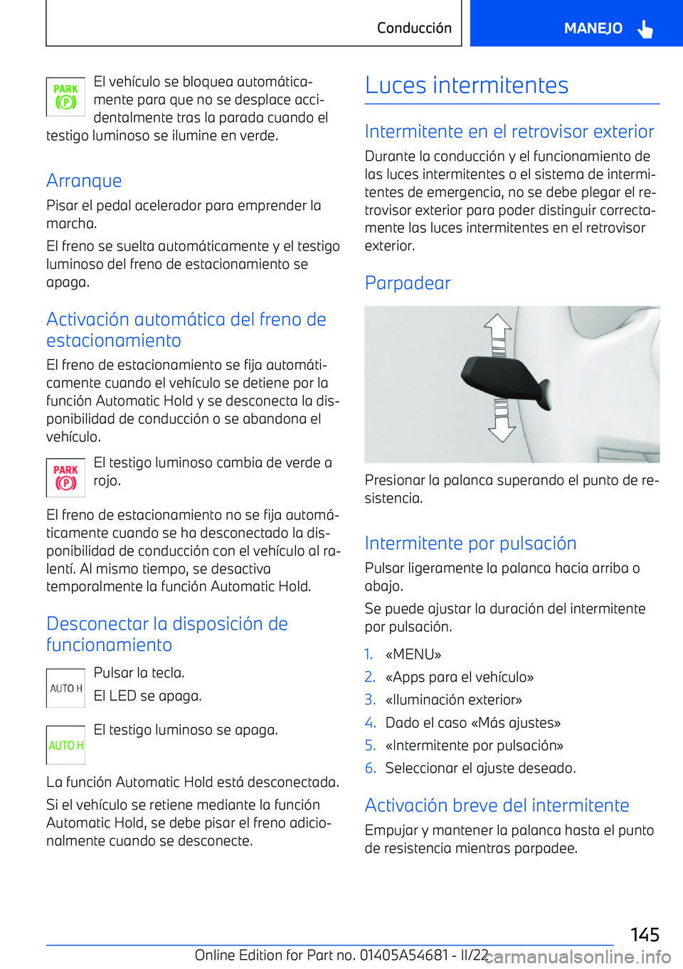 BMW I4 2022  Manuales de Empleo (in Spanish) El veh