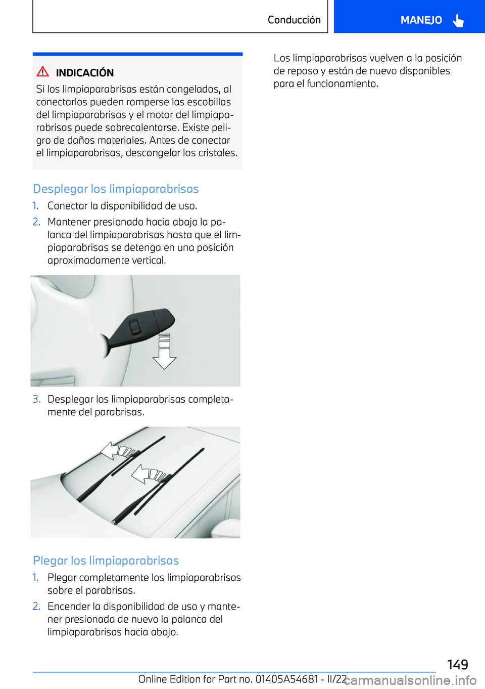 BMW I4 2022  Manuales de Empleo (in Spanish) INDICACI