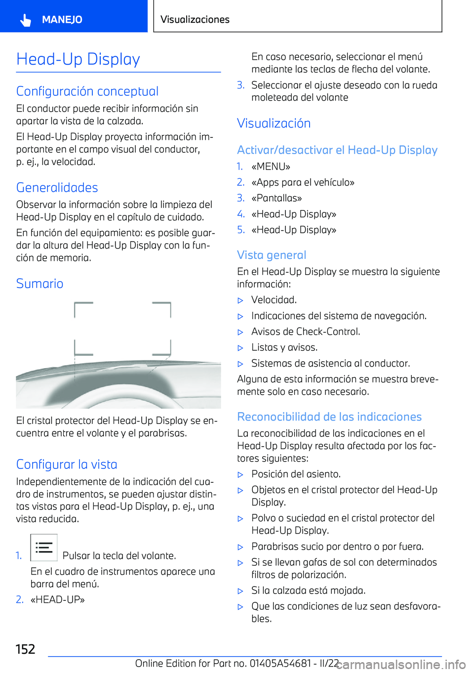BMW I4 2022  Manuales de Empleo (in Spanish) Head