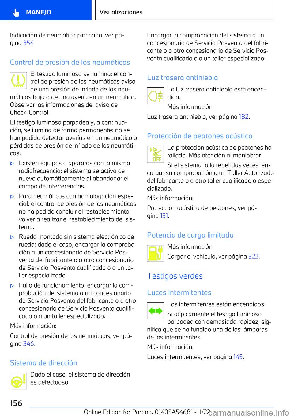 BMW I4 2022  Manuales de Empleo (in Spanish) Indicaci
