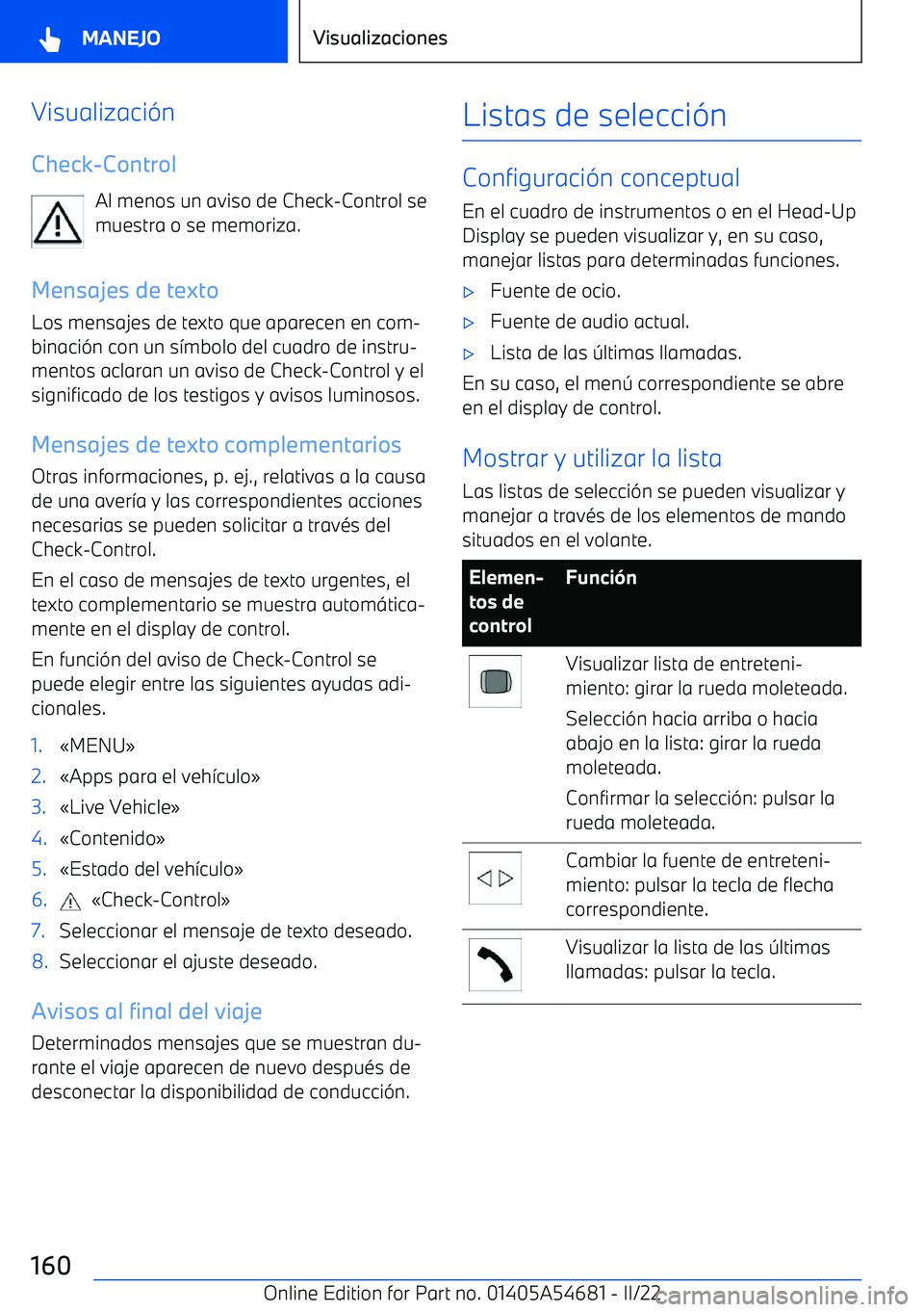 BMW I4 2022  Manuales de Empleo (in Spanish) Visualizaci