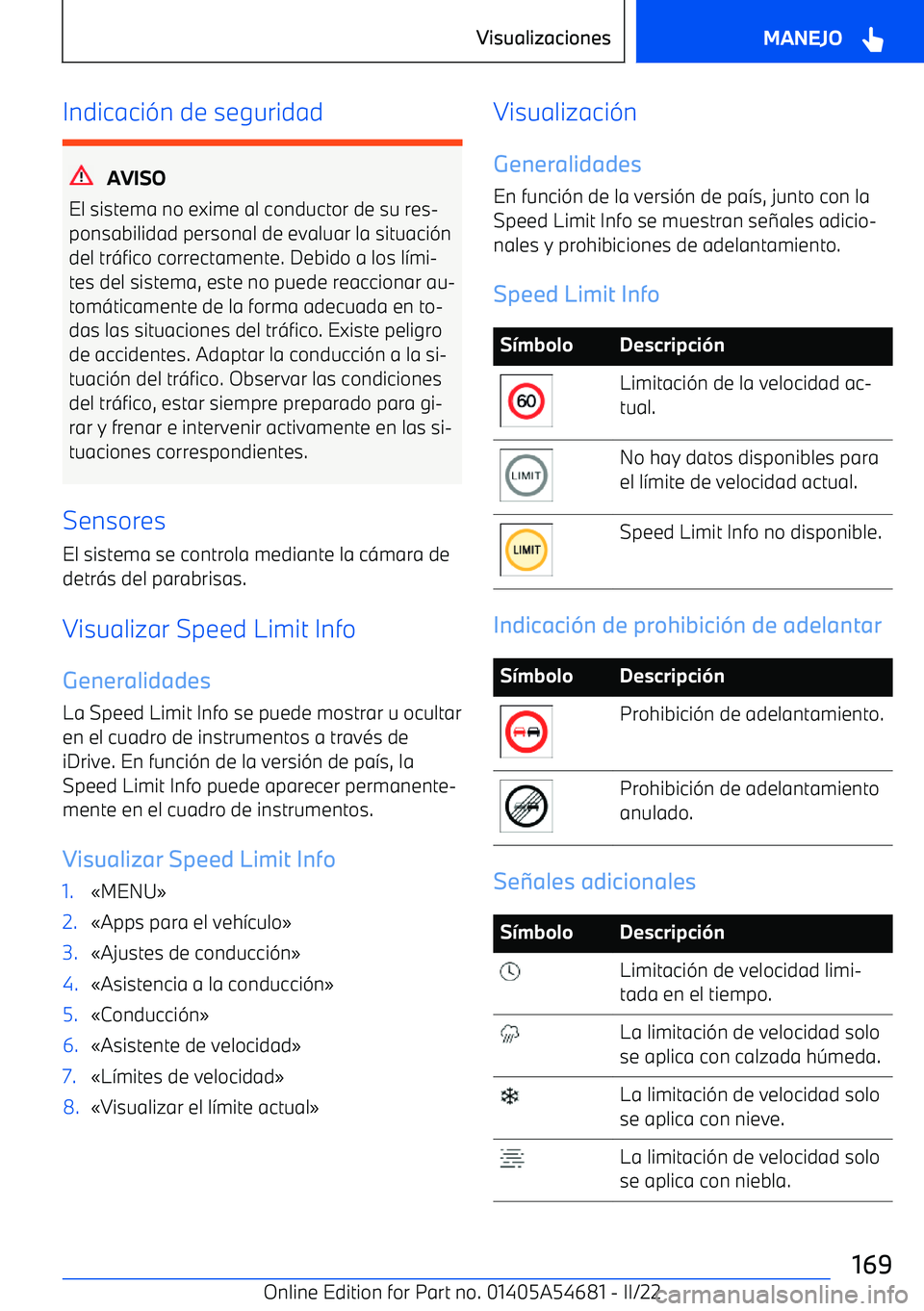 BMW I4 2022  Manuales de Empleo (in Spanish) Indicaci