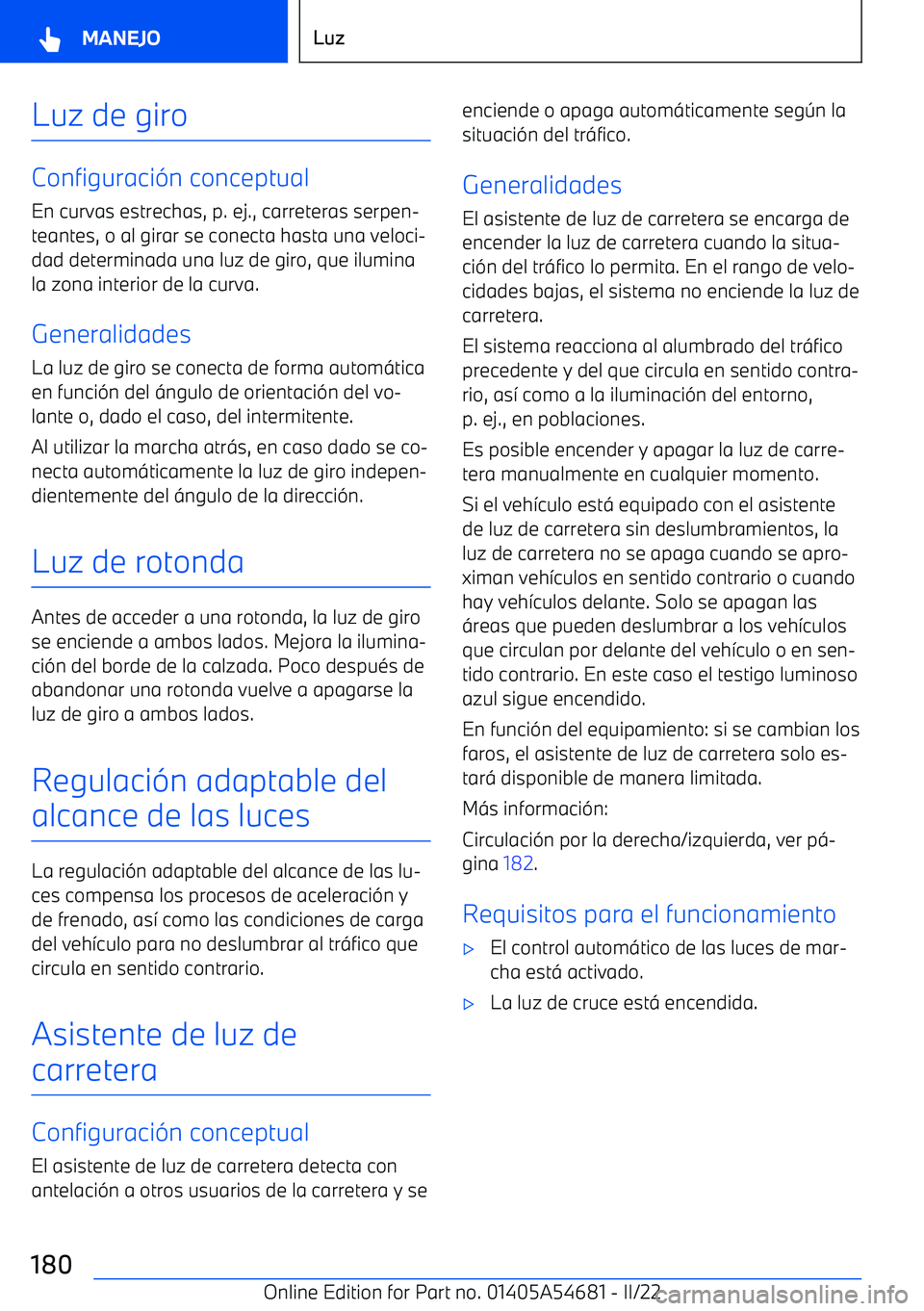 BMW I4 2022  Manuales de Empleo (in Spanish) Luz de giro
Configuraci