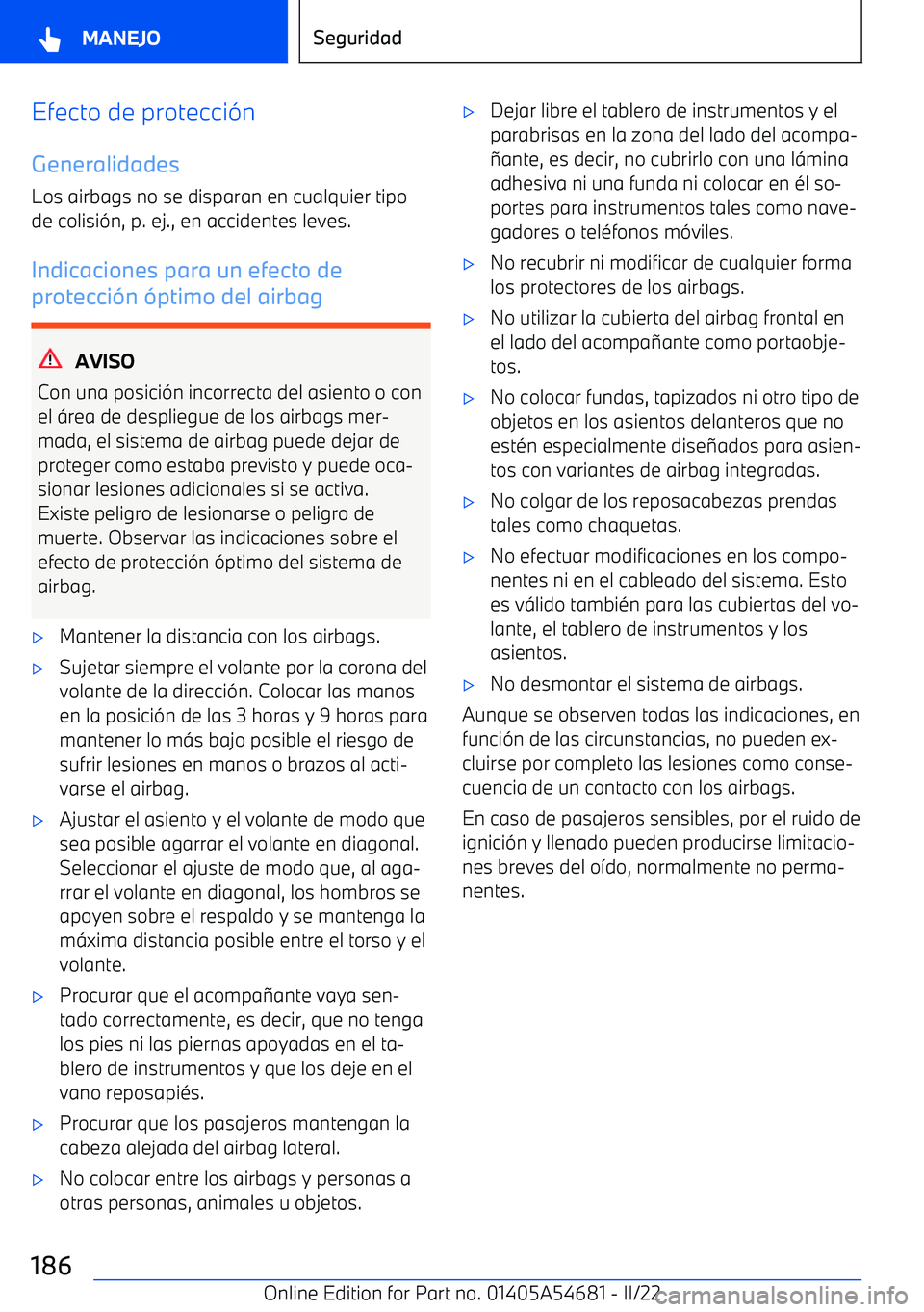 BMW I4 2022  Manuales de Empleo (in Spanish) Efecto de protecci