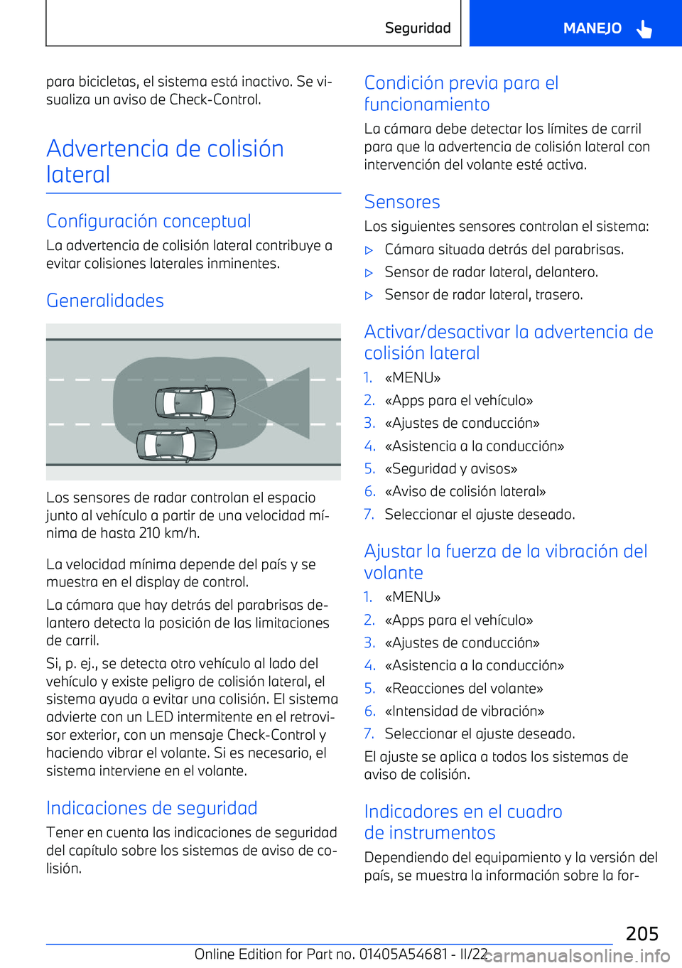 BMW I4 2022  Manuales de Empleo (in Spanish) para bicicletas, el sistema est