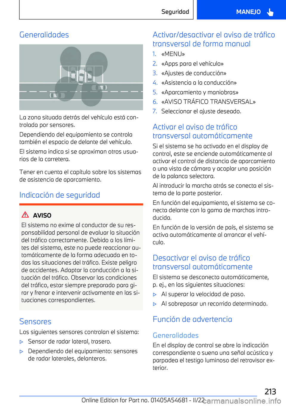 BMW I4 2022  Manuales de Empleo (in Spanish) Generalidades
La zona situada detr