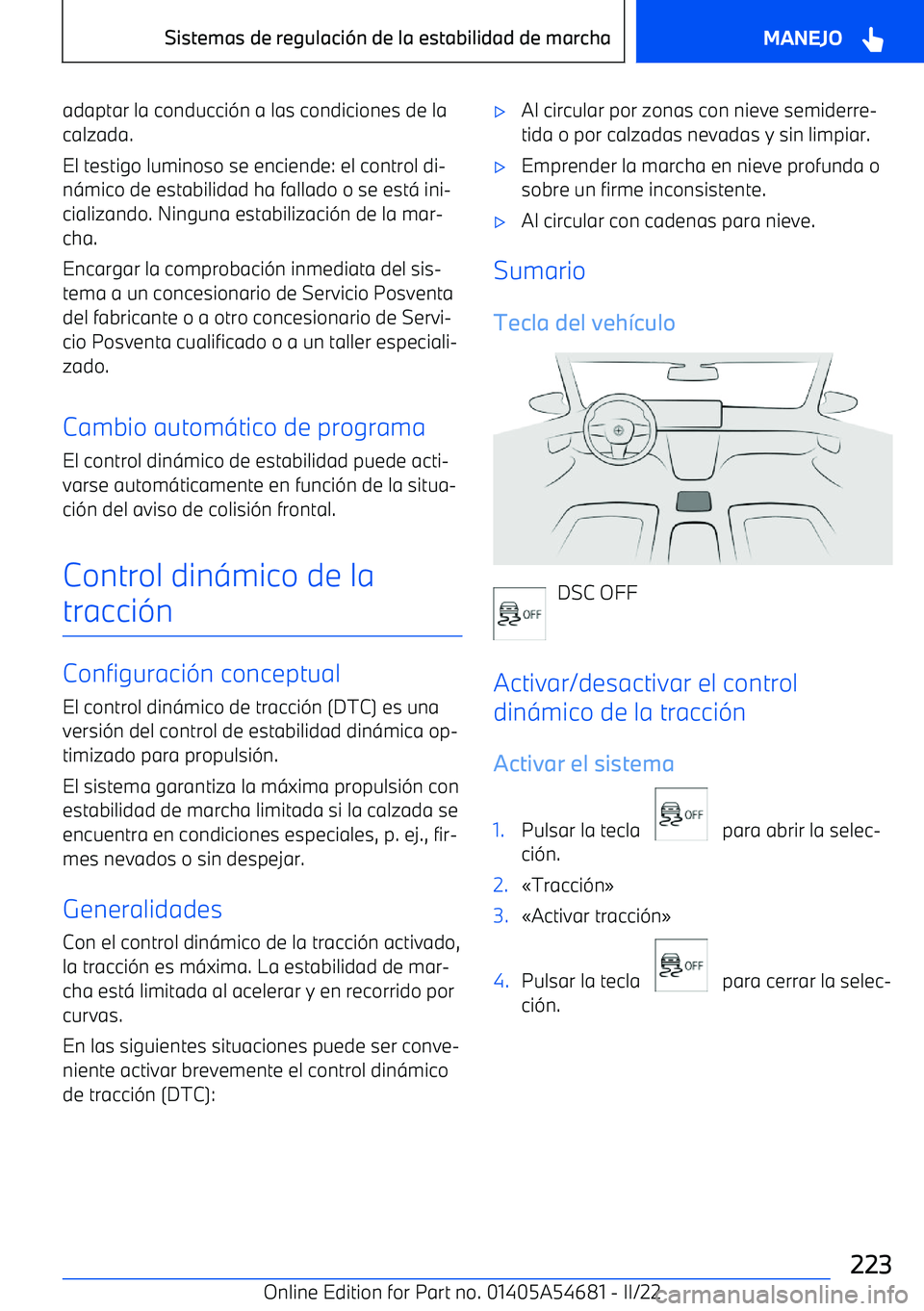 BMW I4 2022  Manuales de Empleo (in Spanish) adaptar la conducci