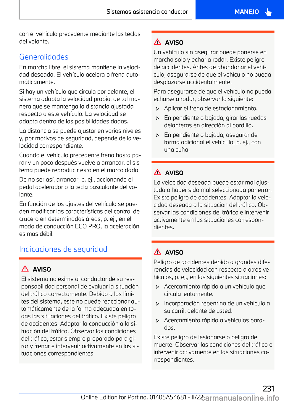 BMW I4 2022  Manuales de Empleo (in Spanish) con el veh