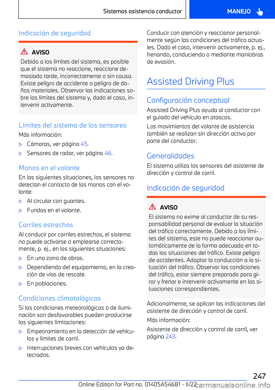 BMW I4 2022  Manuales de Empleo (in Spanish) Indicaci