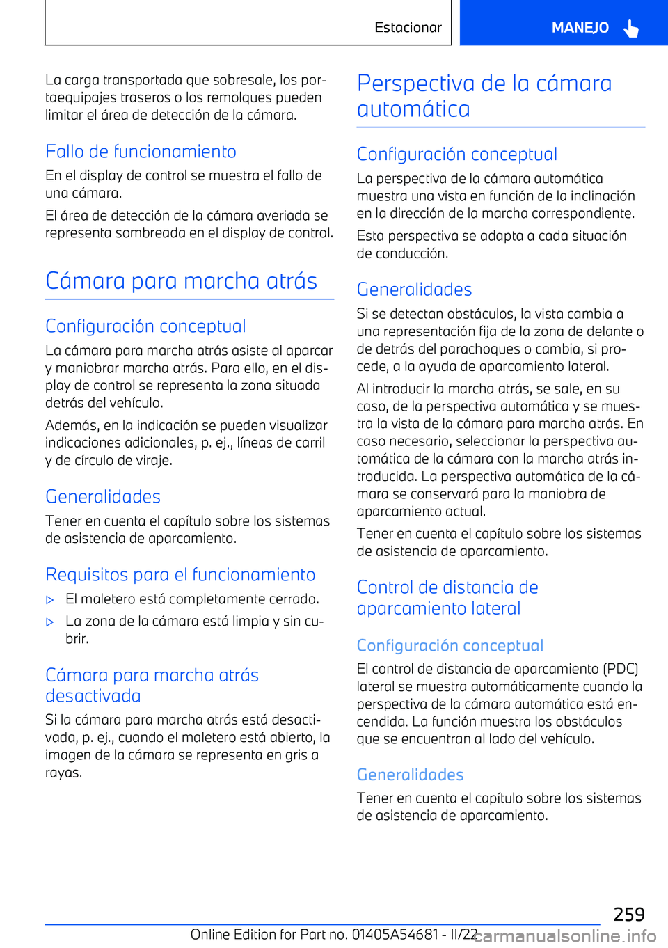 BMW I4 2022  Manuales de Empleo (in Spanish) La carga transportada que sobresale, los por