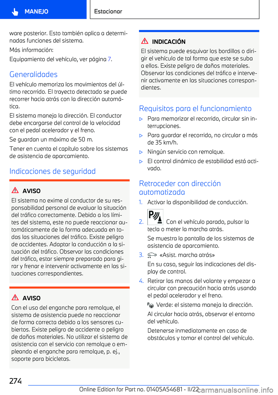 BMW I4 2022  Manuales de Empleo (in Spanish) ware posterior. Esto tambi
