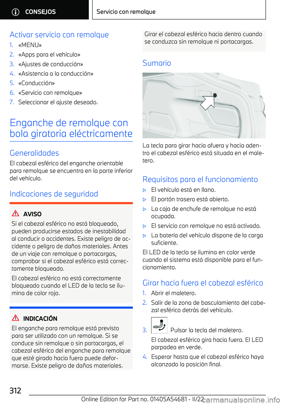 BMW I4 2022  Manuales de Empleo (in Spanish) Activar servicio con remolque1.