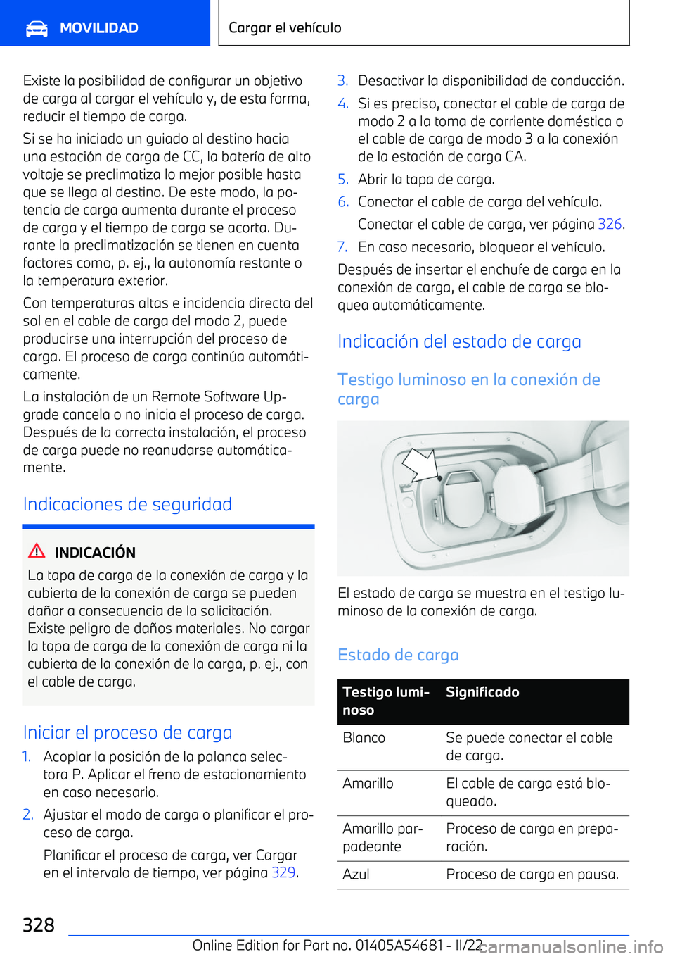BMW I4 2022  Manuales de Empleo (in Spanish) Existe la posibilidad de configurar un objetivode carga al cargar el veh