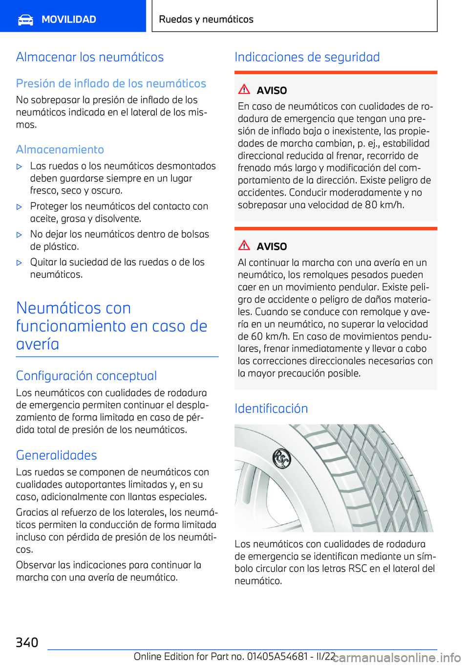 BMW I4 2022  Manuales de Empleo (in Spanish) Almacenar los neum
