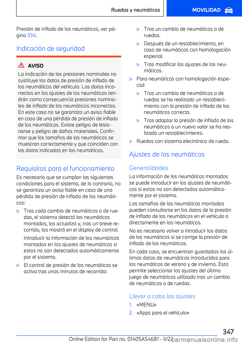 BMW I4 2022  Manuales de Empleo (in Spanish) Presi