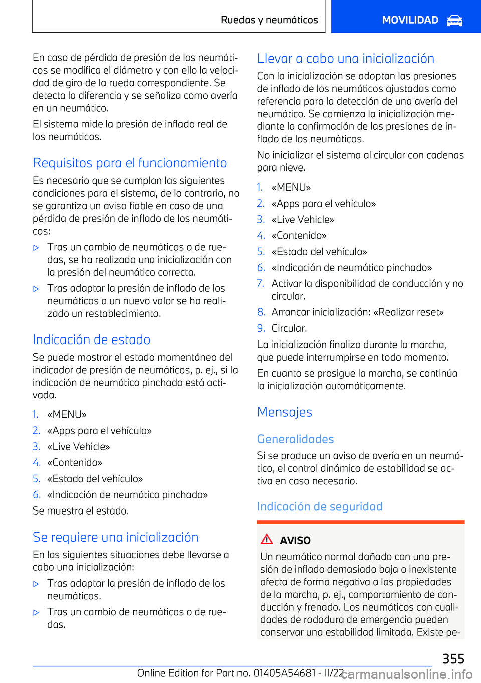 BMW I4 2022  Manuales de Empleo (in Spanish) En caso de p