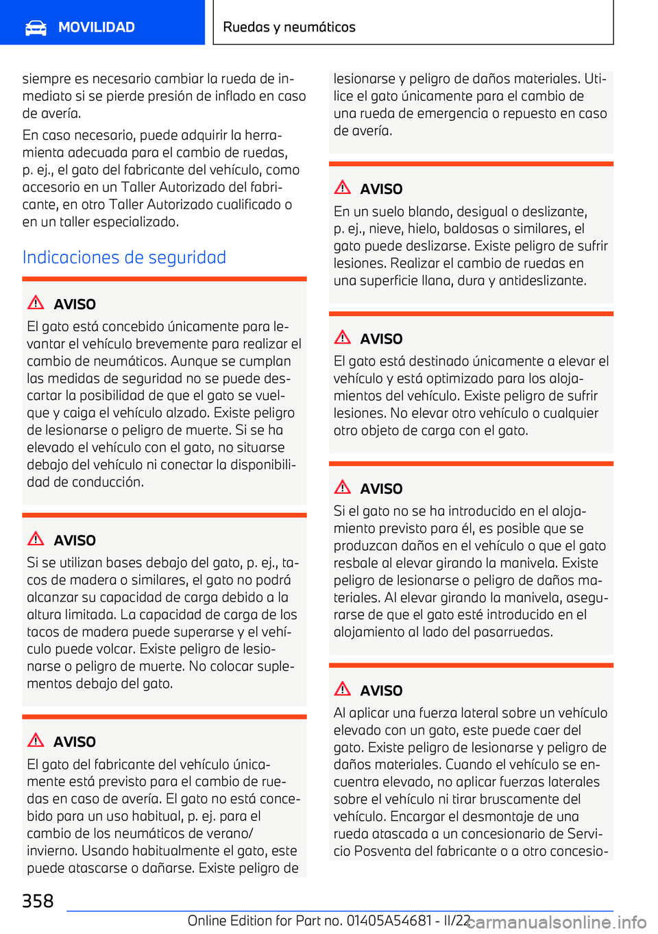 BMW I4 2022  Manuales de Empleo (in Spanish) siempre es necesario cambiar la rueda de in