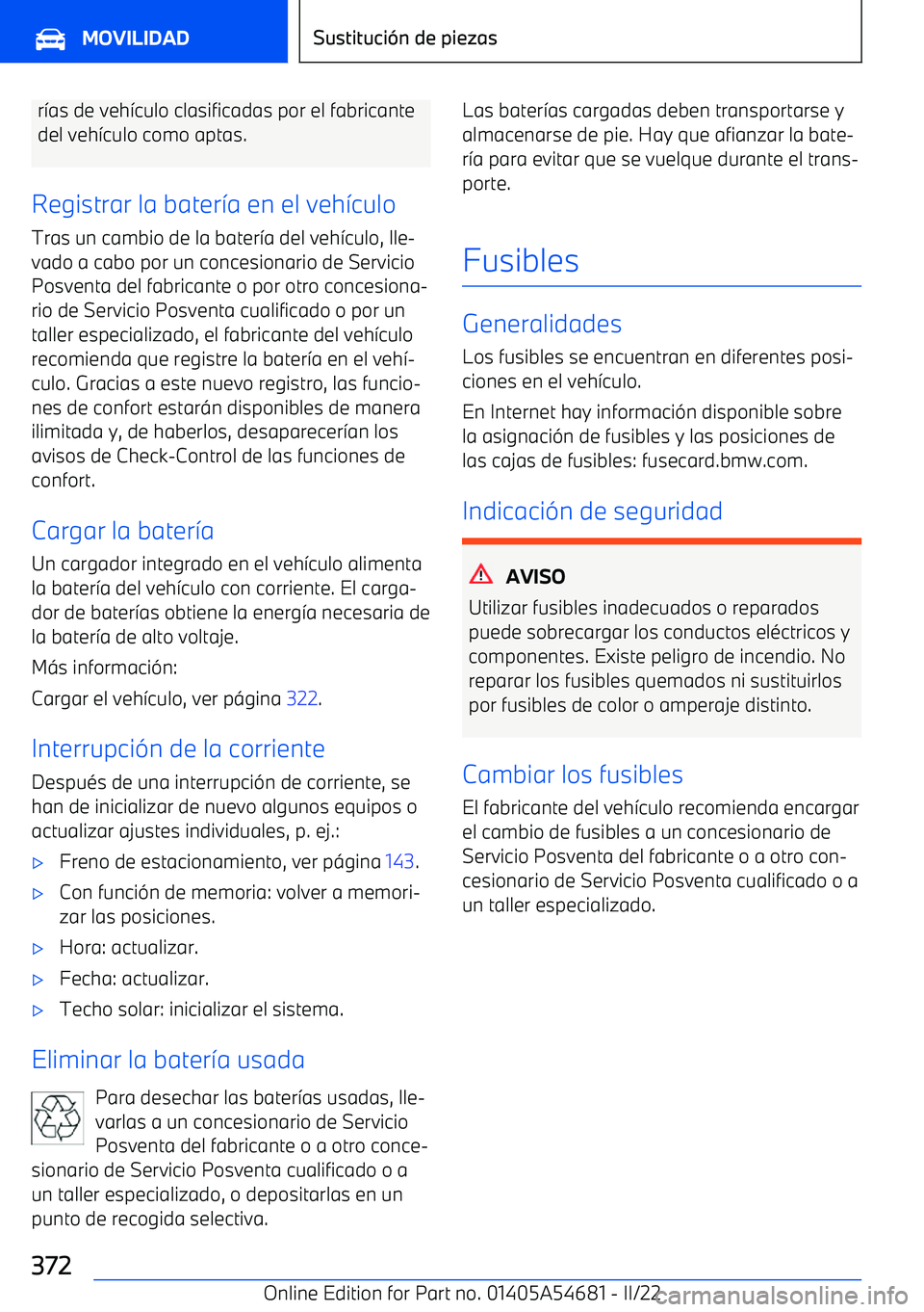 BMW I4 2022  Manuales de Empleo (in Spanish) r