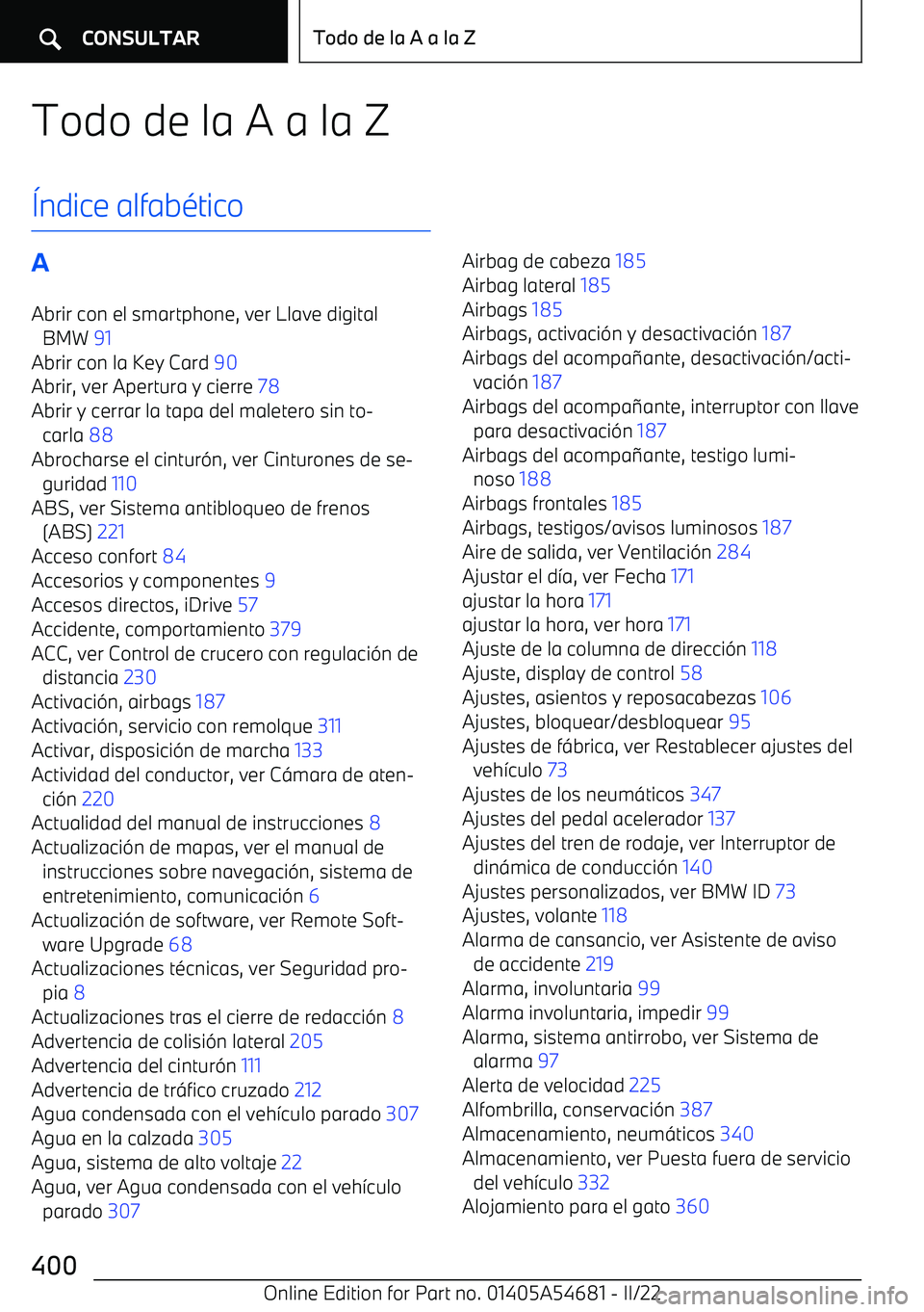 BMW I4 2022  Manuales de Empleo (in Spanish) Todo de la A a la Z
