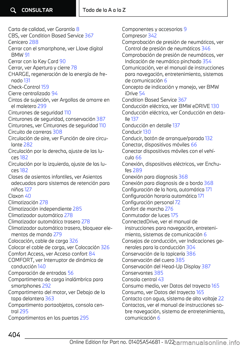 BMW I4 2022  Manuales de Empleo (in Spanish) Carta de calidad, ver Garant